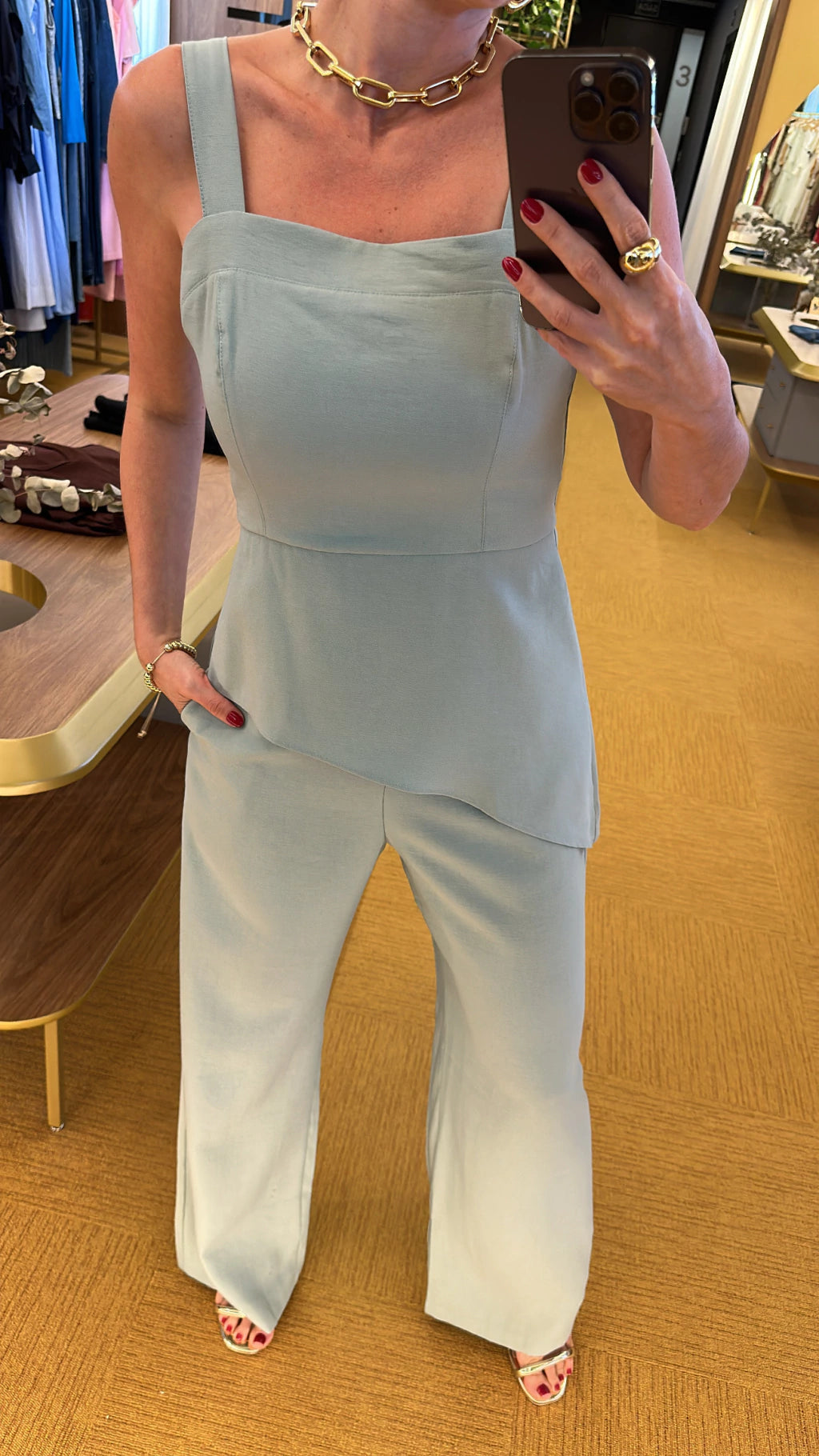 Conjunto alfaiataria verde Drika