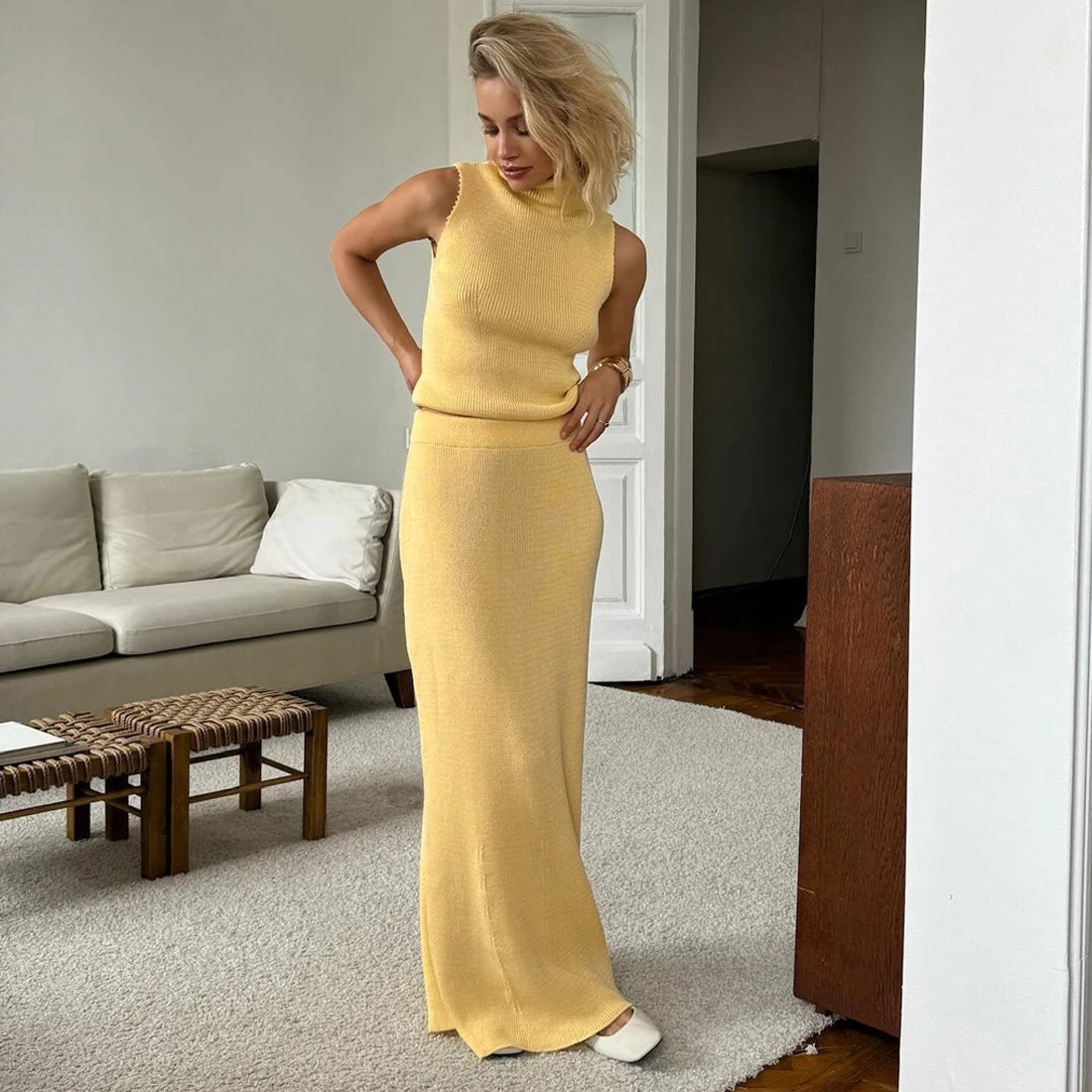 Conjunto Lunara - Elegância suave aquecida com estilo.