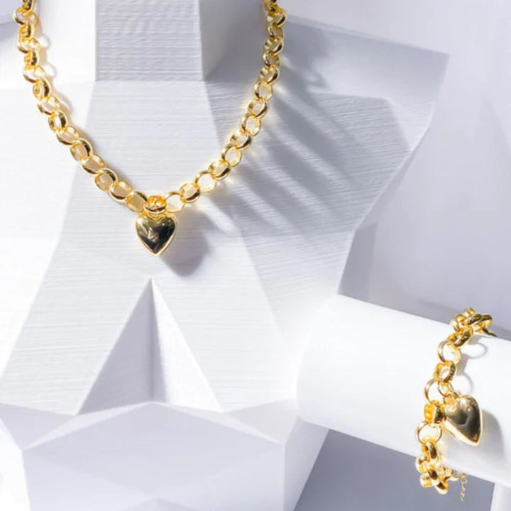 Colar Laisla e Pulseira elo Português - Banhado a Ouro 18K