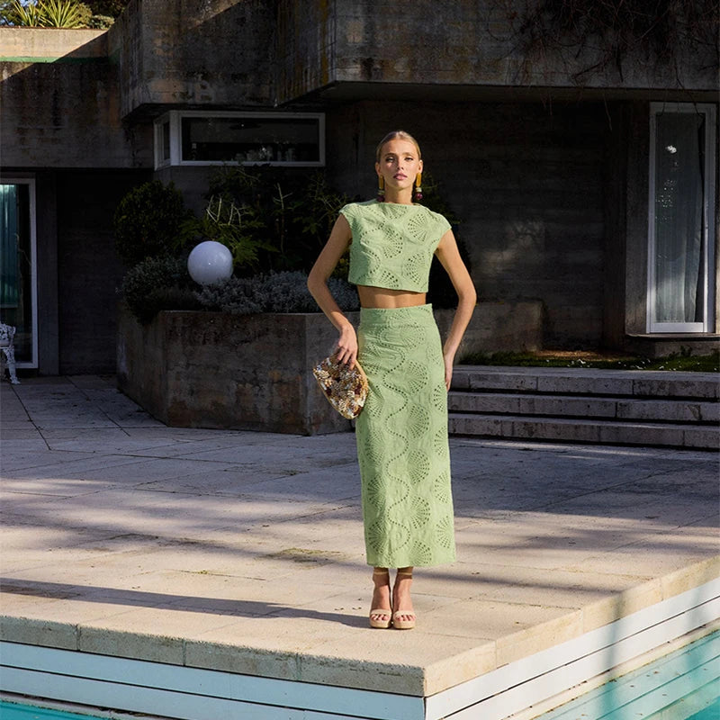 Conjunto Maristella™ - Com Renda Artesanal Floral / Estilo e Conforto Casual Chic para Looks Memoráveis!