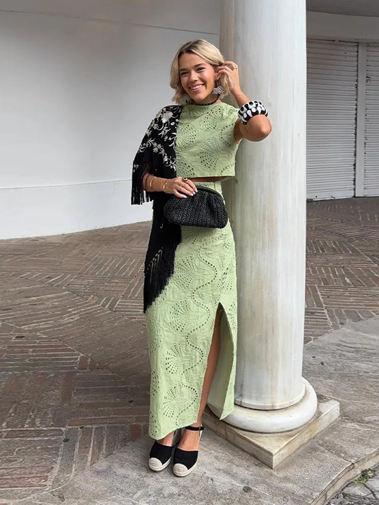 Conjunto Maristella™ - Com Renda Artesanal Floral / Estilo e Conforto Casual Chic para Looks Memoráveis!