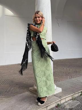 Conjunto Maristella™ - Com Renda Artesanal Floral / Estilo e Conforto Casual Chic para Looks Memoráveis!