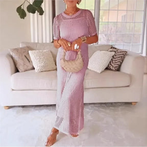 Conjunto Riviera™ com Vestido e Sobreposição Vazada em Crochê / A elegância que Você Merece esta Aqui!