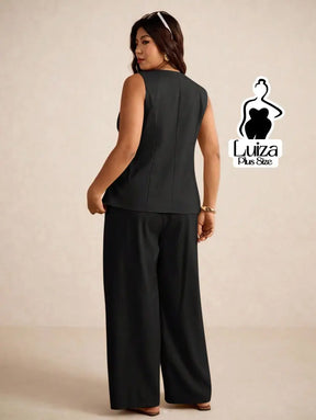 Conjunto Colete Alfaiataria Calça Pantalona Social Plus Size